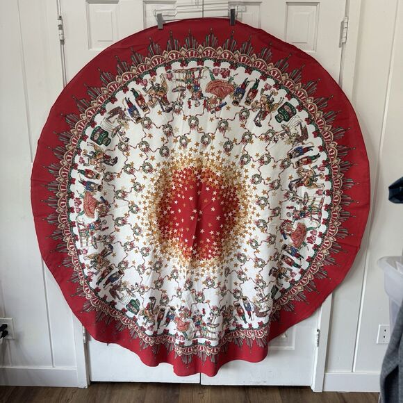 Wilton Court 90s Christmas Tablecloth Nutcracker Suite Round 70” Stars Holiday - Picture 2 of 8